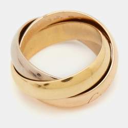 Pre Owned Cartier Trinity 18k Three Tone Gold Large Model Rolling Ring Size 53