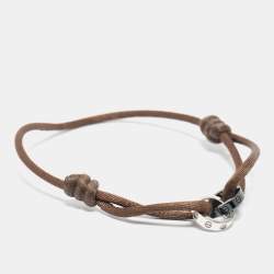 Pre Owned Cartier Love Interlocking Loop Ceramic Diamonds 18k White Gold Adjustable Cord Bracelet