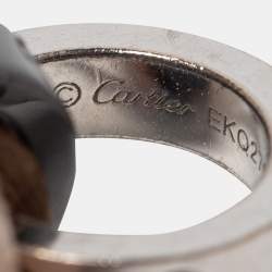 Pre Owned Cartier Love Interlocking Loop Ceramic Diamonds 18k White Gold Adjustable Cord Bracelet