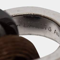 Pre Owned Cartier Love Interlocking Loop Ceramic Diamonds 18k White Gold Adjustable Cord Bracelet