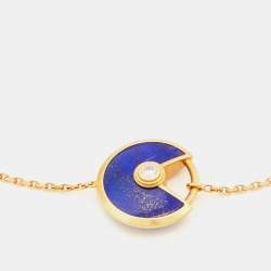 Pre Owned Cartier Amulette De Cartier Lapis Lazuli Diamond 18k Yellow Gold Bracelet