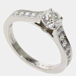 Pre Owned Cartier 1895 Soiltare Wedding Band Platinum Diamond Ring EU 49