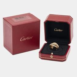 Pre Owned Cartier Trinity Diamond Paved 18k Yellow Gold Rolling Ring Size 52