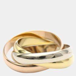 Pre Owned Cartier Les Must De Cartier 18K Trinity Yellow Rose and White Gold Ring EU 51