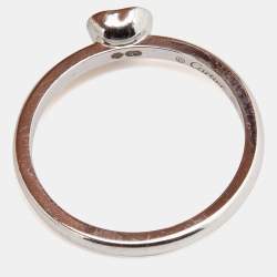 Pre Owned Cartier Diamant Legers Diamond Heart 18k White Gold Ring Size 54