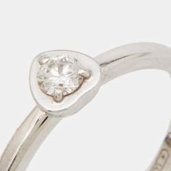 Pre Owned Cartier Diamant Legers Diamond Heart 18k White Gold Ring Size 54