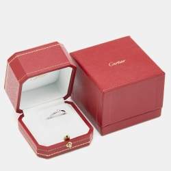 Pre Owned Cartier Diamant Legers Diamond Heart 18k White Gold Ring Size 54