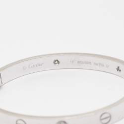 Pre Owned Cartier Love Diamond 18k White Gold Bangle Bracelet 17