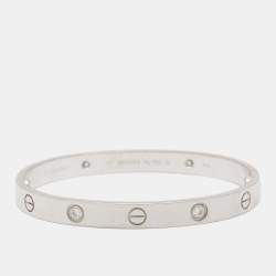 Pre Owned Cartier Love Diamond 18k White Gold Bangle Bracelet 17