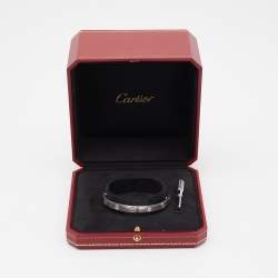 Pre Owned Cartier Love Diamond 18k White Gold Bangle Bracelet 17