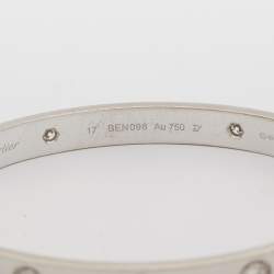 Pre Owned Cartier Love Diamond 18k White Gold Bangle Bracelet 17