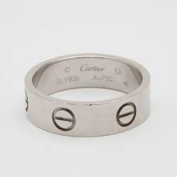 Pre Owned Cartier Love 18k White Gold Band Ring Size 53