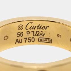 Pre Owned Cartier Love 3 Diamond 18k Yellow Gold Band Ring Size 56