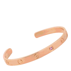 Pre Owned Cartier Love 18K Rose Gold Sapphire Bracelet 17