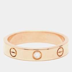 مملوكة مسبقًا Cartier Love  1 Diamond 18k Rose Gold Wedding Band Ring Size 54
