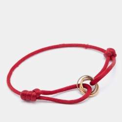 Pre Owned Cartier Trinity 18k Three Tone Gold Adjustable Cord Bracelet