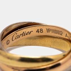 Pre Owned Cartier Trinity 18k Three Tone Gold Small Model Ring Size 48