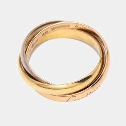 Pre Owned Cartier Trinity 18k Three Tone Gold Small Model Ring Size 48