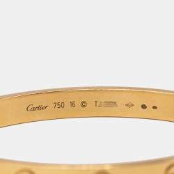 Pre Owned Cartier Love 18k Yellow Gold Bracelet 16