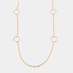 Pre Owned Cartier Juste Un Clou Diamonds 18k Rose Gold 6 Motif Long Necklace
