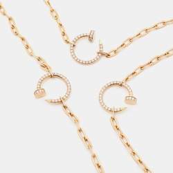 Pre Owned Cartier Juste Un Clou Diamonds 18k Rose Gold 6 Motif Long Necklace