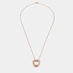 Pre Owned Cartier Trinity Pink Sapphire 18k Rose Gold Pendant Necklace