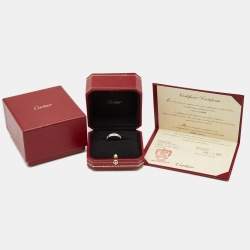 Pre Owned Cartier Love Diamond Paved 18k White Gold Band Ring Size 52