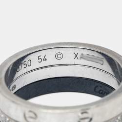Pre Owned Cartier Love Diamonds Ceramic 18k White Gold Ring Size 54
