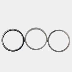 Pre Owned Cartier Love Diamonds Ceramic 18k White Gold Ring Size 54