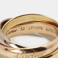Pre Owned Cartier Trinity 18k Three Tone Gold Ring Size 52