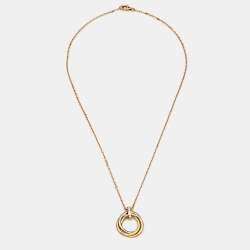 Pre Owned Cartier Trinity Diamond 18k Three Tone Gold Pendant Necklace