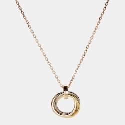 Pre Owned Cartier Trinity Diamond 18k Three Tone Gold Pendant Necklace
