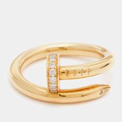 Pre Owned Cartier Juste Un Clou Diamonds 18k Yellow Gold Ring Size 51