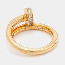 Pre Owned Cartier Juste Un Clou Diamonds 18k Yellow Gold Ring Size 51