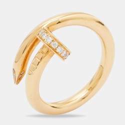Pre Owned Cartier Juste Un Clou Diamonds 18k Yellow Gold Ring Size 51