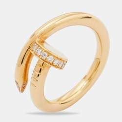 Pre Owned Cartier Juste Un Clou Diamonds 18k Yellow Gold Ring Size 51