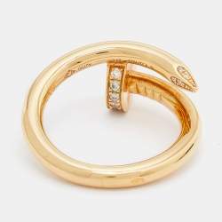 Pre Owned Cartier Juste Un Clou Diamonds 18k Yellow Gold Ring Size 51