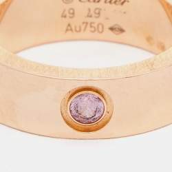 Pre Owned Cartier Love Pink Sapphire 18k Rose Gold Band Ring Size 49