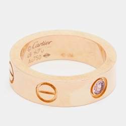 Pre Owned Cartier Love Pink Sapphire 18k Rose Gold Band Ring Size 49