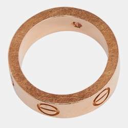 Pre Owned Cartier Love Pink Sapphire 18k Rose Gold Band Ring Size 49