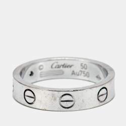 Cartier Love Diamond 18k White Gold Band Ring Size 50
