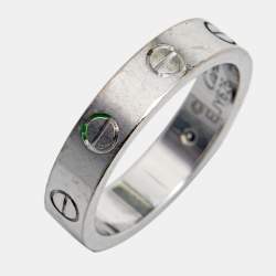 Cartier Love Diamond 18k White Gold Band Ring Size 50