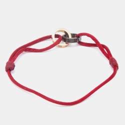 Pre Owned Cartier Love Diamond Ceramic 18k Rose Gold Adjustable Cord Bracelet