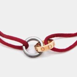 Pre Owned Cartier Love Diamond Ceramic 18k Rose Gold Adjustable Cord Bracelet