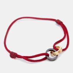 Pre Owned Cartier Love Diamond Ceramic 18k Rose Gold Adjustable Cord Bracelet