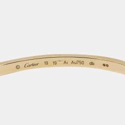 Pre Owned Cartier Love 18k Yellow Gold Small Model Bracelet 19
