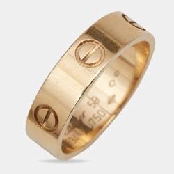 Pre Owned Cartier Love 18k Rose Gold Band Ring Size 59