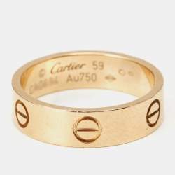 Pre Owned Cartier Love 18k Rose Gold Band Ring Size 59