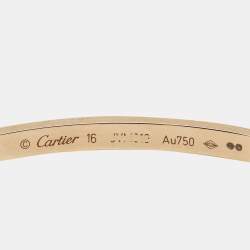 Pre Owned Cartier Love Diamond Pave 18k Rose Gold Bracelet 16