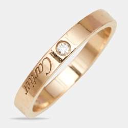 Pre Owned Cartier C de Cartier Diamond 18k Rose Gold Wedding Band Ring Size 59